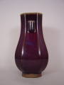 茄紫釉面取管耳瓶（C172-129）