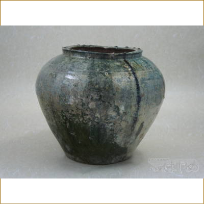 漢緑釉銀化壺